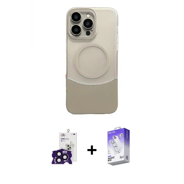 ieg™ iPhone 16 Pro Max Kılıf Kozmos Form Özel Seri - Siyah Bilvis 5in1 3D Magic Cam Ekran Koruyucu + Bilvis Titan Kamera Lens - SH