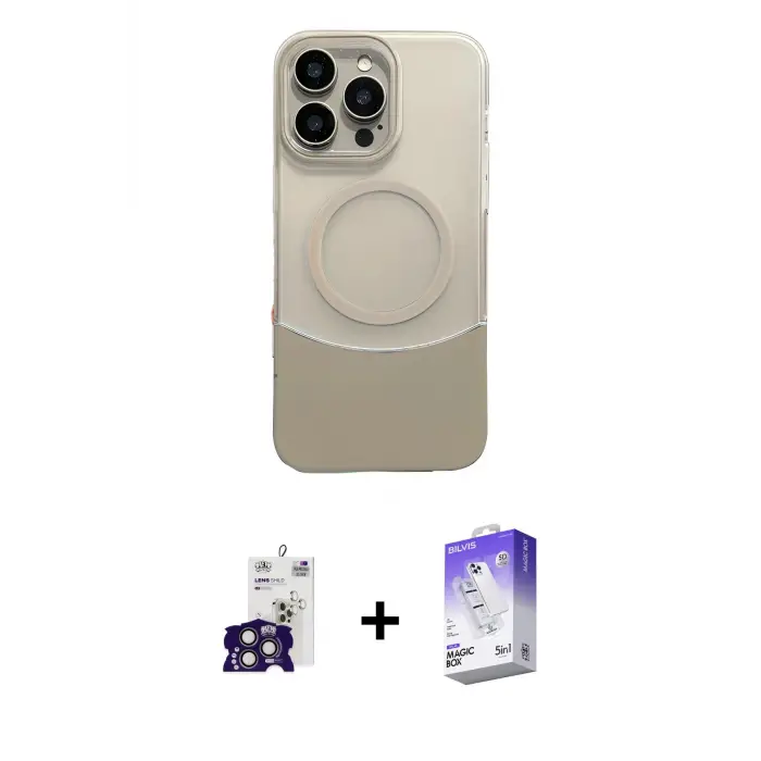 ieg™ iPhone 16 Pro Max Kılıf Kozmos Form Özel Seri - Siyah Bilvis 5in1 3D Magic Cam Ekran Koruyucu + Bilvis Titan Kamera Lens - TMGI