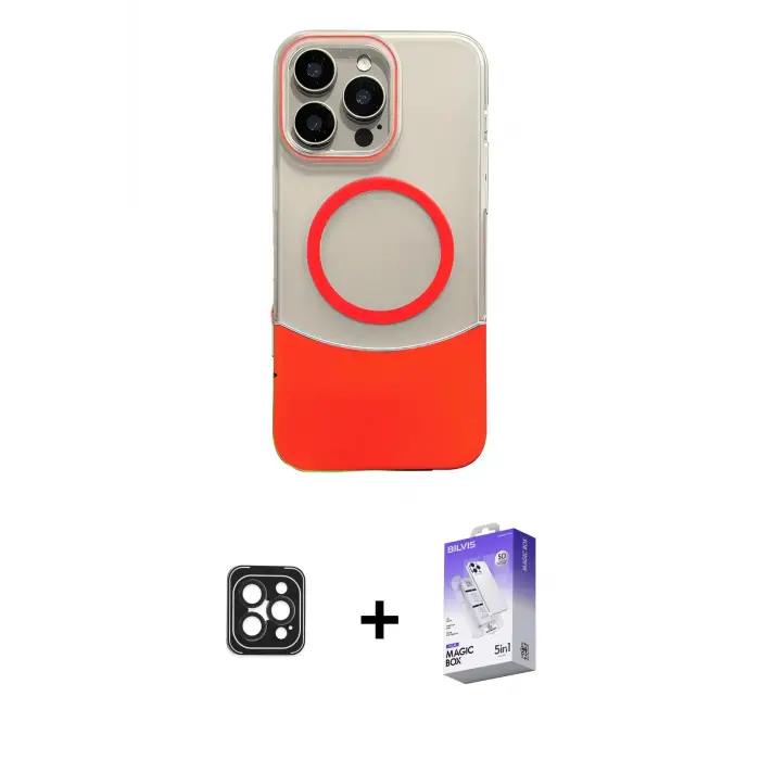 ieg™ iPhone 16 Pro Max Kılıf Kozmos Form Özel Seri - Siyah Bilvis 5in1 3D Magic Cam Ekran Koruyucu + PVD Metal Kamera Lens - SH