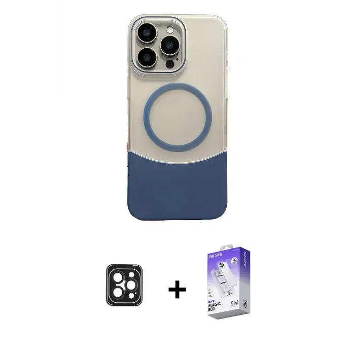 ieg™ iPhone 16 Pro Max Kılıf Kozmos Form Özel Seri - Siyah Bilvis 5in1 3D Magic Cam Ekran Koruyucu + PVD Metal Kamera Lens - SH