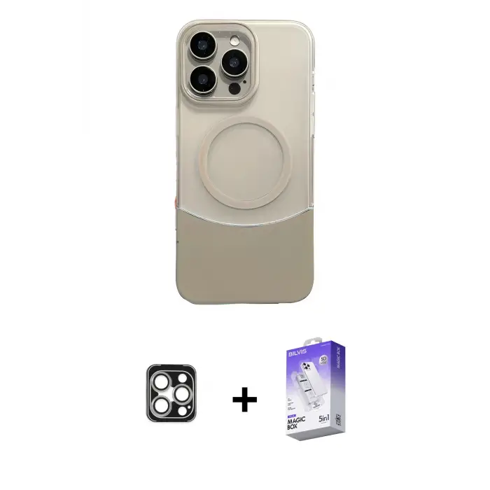 ieg™ iPhone 16 Pro Max Kılıf Kozmos Form Özel Seri - Siyah Bilvis 5in1 3D Magic Cam Ekran Koruyucu + PVD Metal Kamera Lens - GS