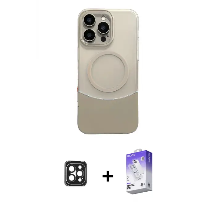 ieg™ iPhone 16 Pro Max Kılıf Kozmos Form Özel Seri - Siyah Bilvis 5in1 3D Magic Cam Ekran Koruyucu + PVD Metal Kamera Lens - SH