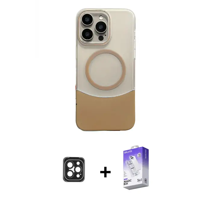 ieg™ iPhone 16 Pro Max Kılıf Kozmos Form Özel Seri - Siyah Bilvis 5in1 3D Magic Cam Ekran Koruyucu + PVD Metal Kamera Lens - SH