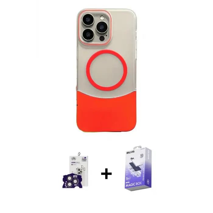 ieg™ iPhone 16 Pro Max Kılıf Kozmos Form Özel Seri - Siyah Bilvis 5in1 5D Magic Hayalet Cam Ekran Koruyucu + Bilvis Titan Kamera Lens - TMGI