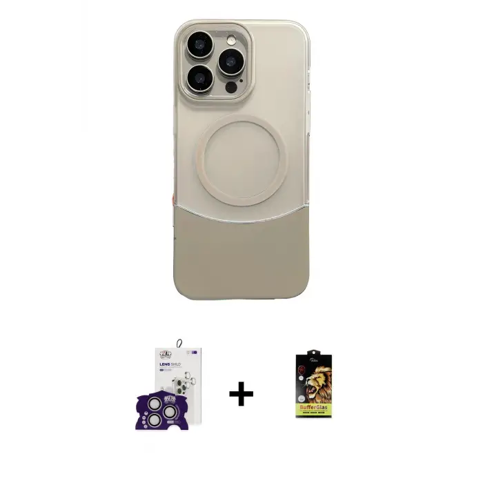 ieg™ iPhone 16 Pro Max Kılıf Kozmos Form Özel Seri - Siyah Buffer Cam Ekran Koruyucu + Bilvis Titan Kamera Lens - GS