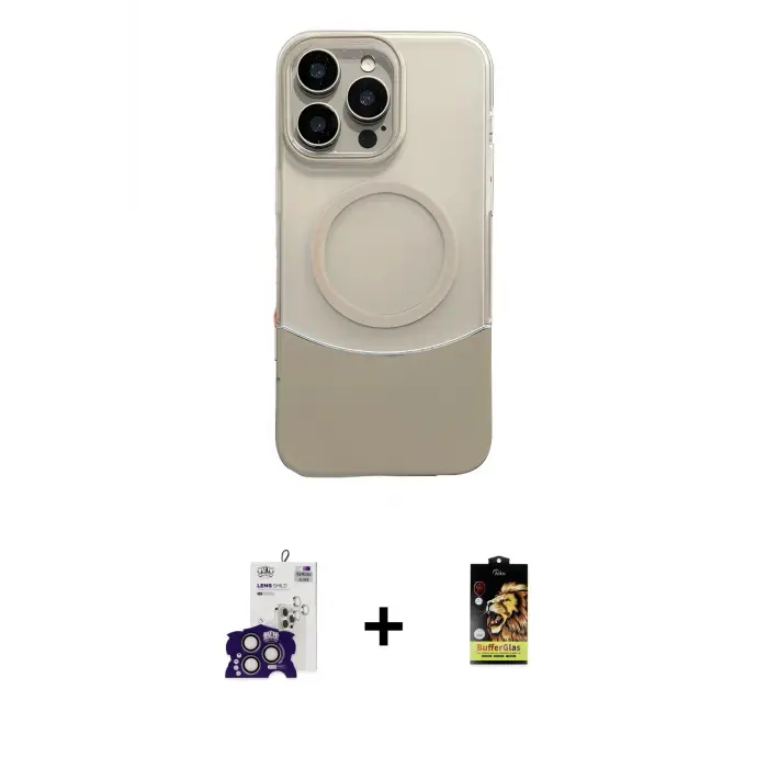 ieg™ iPhone 16 Pro Max Kılıf Kozmos Form Özel Seri - Siyah Buffer Cam Ekran Koruyucu + Bilvis Titan Kamera Lens - TMGI
