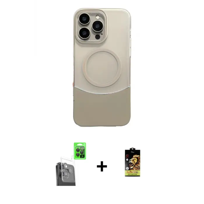 ieg™ iPhone 16 Pro Max Kılıf Kozmos Form Özel Seri - Siyah Buffer Cam Ekran Koruyucu + Raze Metal Kamera Lens - SH