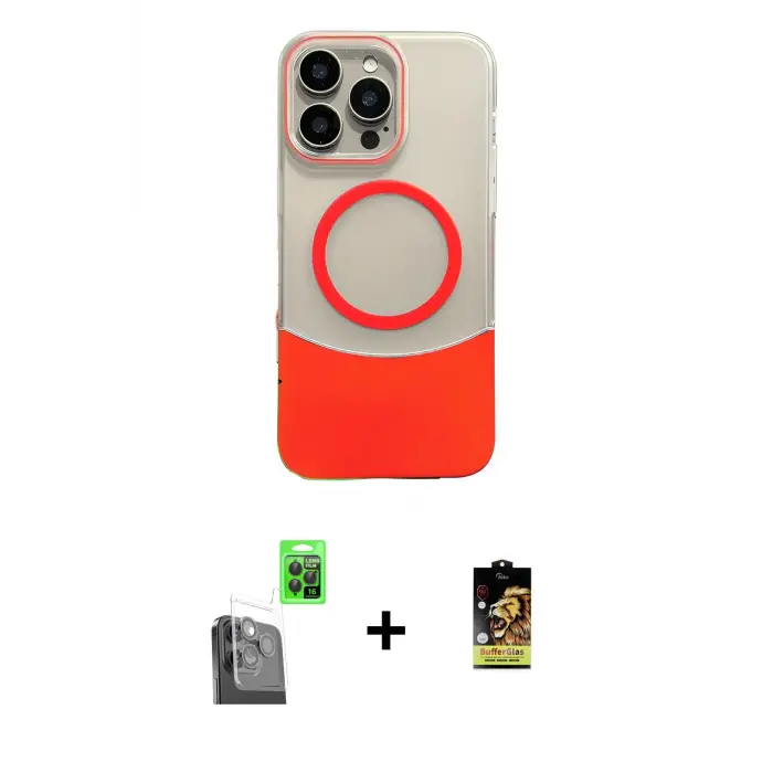 ieg™ iPhone 16 Pro Max Kılıf Kozmos Form Özel Seri - Siyah Buffer Cam Ekran Koruyucu + Raze Metal Kamera Lens - SH