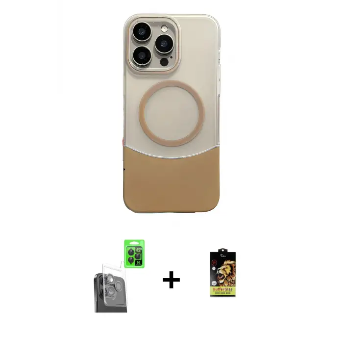 ieg™ iPhone 16 Pro Max Kılıf Kozmos Form Özel Seri - Siyah Buffer Cam Ekran Koruyucu + Raze Metal Kamera Lens - SH