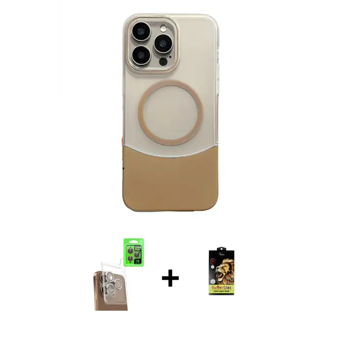 ieg™ iPhone 16 Pro Max Kılıf Kozmos Form Özel Seri - Siyah Buffer Cam Ekran Koruyucu + Raze Metal Kamera Lens - CLTM