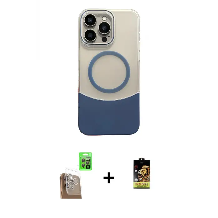 ieg™ iPhone 16 Pro Max Kılıf Kozmos Form Özel Seri - Siyah Buffer Cam Ekran Koruyucu + Raze Metal Kamera Lens - CLTM
