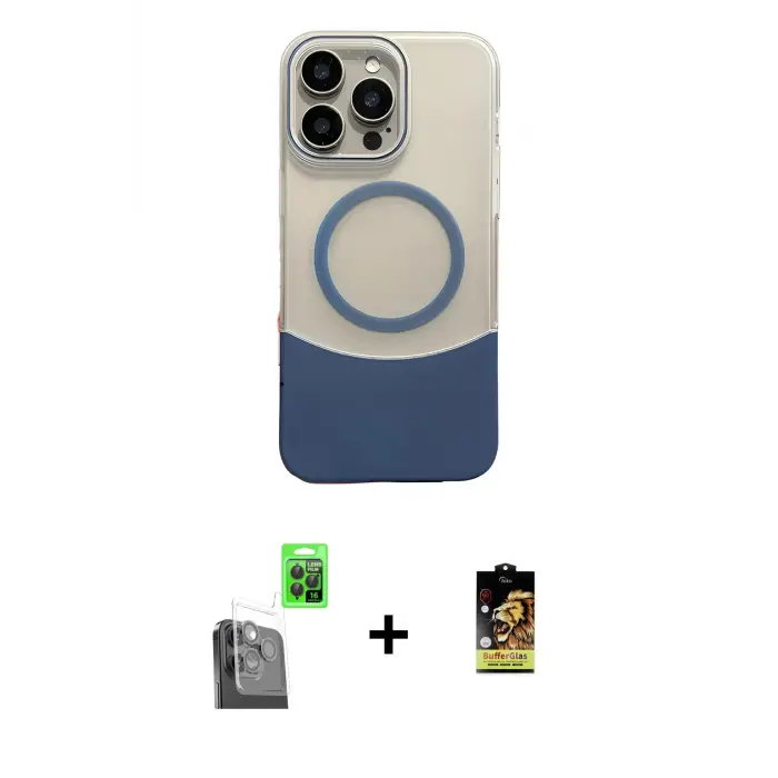 ieg™ iPhone 16 Pro Max Kılıf Kozmos Form Özel Seri - Siyah Buffer Cam Ekran Koruyucu + Raze Metal Kamera Lens - SH