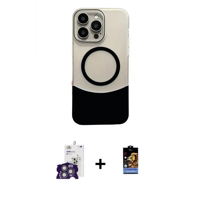ieg™ iPhone 16 Pro Max Kılıf Kozmos Form Özel Seri - Siyah Buffer Hayalet Cam Ekran Koruyucu + Bilvis Titan Kamera Lens - GS