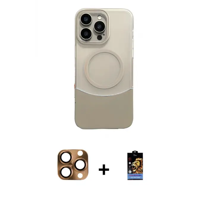 ieg™ iPhone 16 Pro Max Kılıf Kozmos Form Özel Seri - Siyah Buffer Hayalet Cam Ekran Koruyucu + Pers Alüminyum Kamera Lens - CLTM
