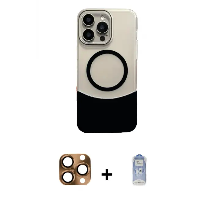 ieg™ iPhone 16 Pro Max Kılıf Kozmos Form Özel Seri - Siyah Joko Magic 5D Cam + Pers Alüminyum Kamera Lens - CLTM