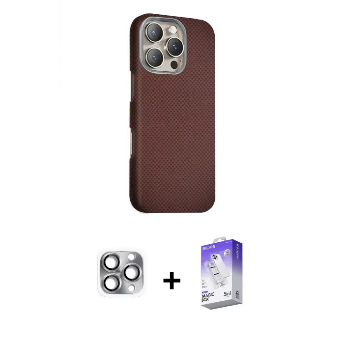 ieg™ iPhone 16 Pro Max Kılıf Kozmos Klasik Prime - Siyah Bilvis 5in1 3D Magic Cam Ekran Koruyucu + Pers Alüminyum Kamera Lens - GI