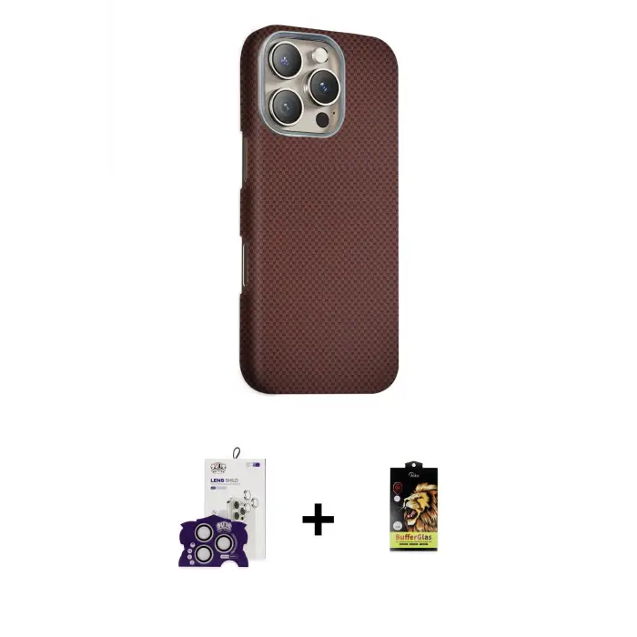 ieg™ iPhone 16 Pro Max Kılıf Kozmos Klasik Prime - Siyah Buffer Cam Ekran Koruyucu + Bilvis Titan Kamera Lens - GS