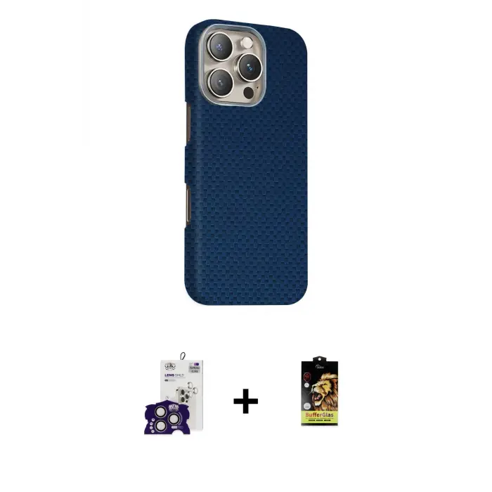 ieg™ iPhone 16 Pro Max Kılıf Kozmos Klasik Prime - Siyah Buffer Cam Ekran Koruyucu + Bilvis Titan Kamera Lens - TMGI