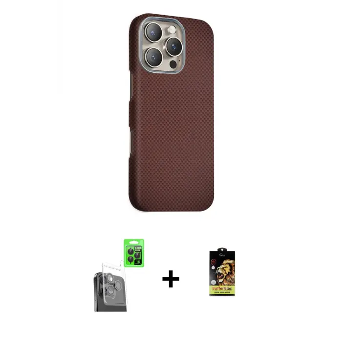 ieg™ iPhone 16 Pro Max Kılıf Kozmos Klasik Prime - Siyah Buffer Cam Ekran Koruyucu + Raze Metal Kamera Lens - SH