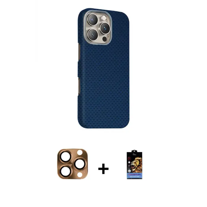 ieg™ iPhone 16 Pro Max Kılıf Kozmos Klasik Prime - Siyah Buffer Hayalet Cam Ekran Koruyucu + Pers Alüminyum Kamera Lens - CLTM