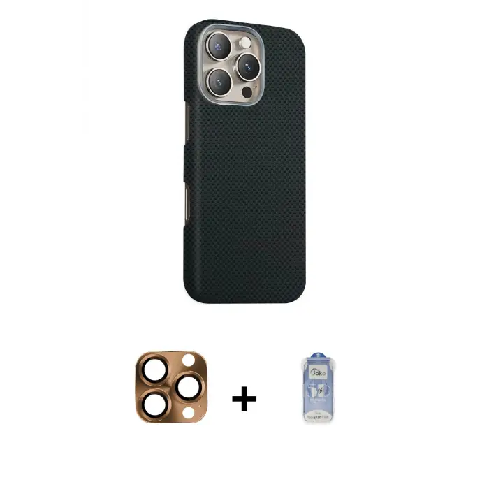 ieg™ iPhone 16 Pro Max Kılıf Kozmos Klasik Prime - Siyah Joko Magic 5D Cam + Pers Alüminyum Kamera Lens - CLTM