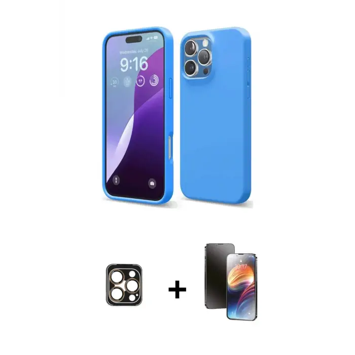 ieg™ iPhone 16 Pro Max Kılıf Kozmos Yansıma Özel Seri - Siyah 3D Antistatik Mat Seramik Nano Ekran Koruyucu + PVD Metal Kamera Lens - GD