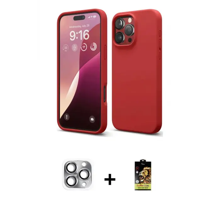 ieg™ iPhone 16 Pro Max Kılıf Kozmos Yansıma Özel Seri - Siyah Buffer Cam Ekran Koruyucu + Pers Alüminyum Kamera Lens - GI
