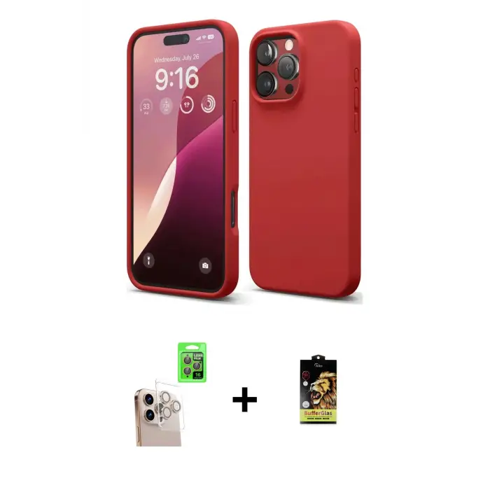 ieg™ iPhone 16 Pro Max Kılıf Kozmos Yansıma Özel Seri - Siyah Buffer Cam Ekran Koruyucu + Raze Metal Kamera Lens - NLGY