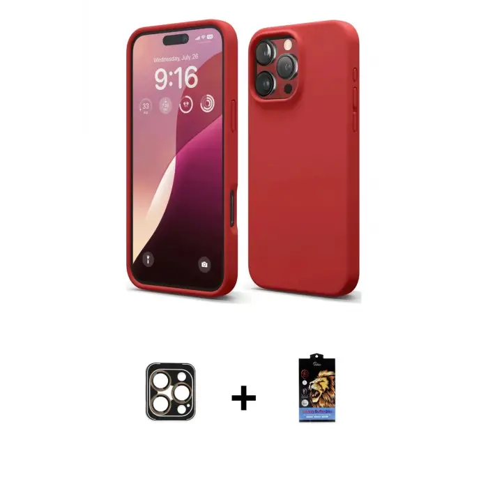 ieg™ iPhone 16 Pro Max Kılıf Kozmos Yansıma Özel Seri - Siyah Buffer Hayalet Cam Ekran Koruyucu + PVD Metal Kamera Lens - GD