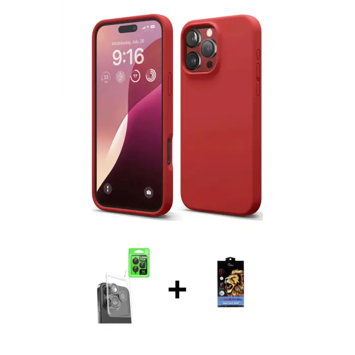 ieg™ iPhone 16 Pro Max Kılıf Kozmos Yansıma Özel Seri - Siyah Buffer Hayalet Cam Ekran Koruyucu + Raze Metal Kamera Lens - SH