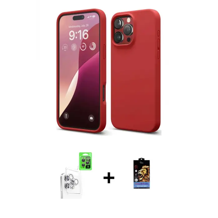 ieg™ iPhone 16 Pro Max Kılıf Kozmos Yansıma Özel Seri - Siyah Buffer Hayalet Cam Ekran Koruyucu + Raze Metal Kamera Lens - BZ