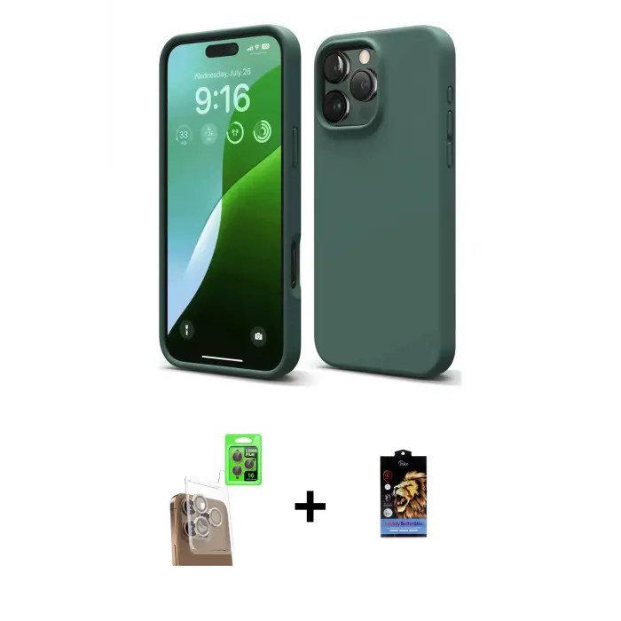 ieg™ iPhone 16 Pro Max Kılıf Kozmos Yansıma Özel Seri - Siyah Buffer Hayalet Cam Ekran Koruyucu + Raze Metal Kamera Lens - CLTM