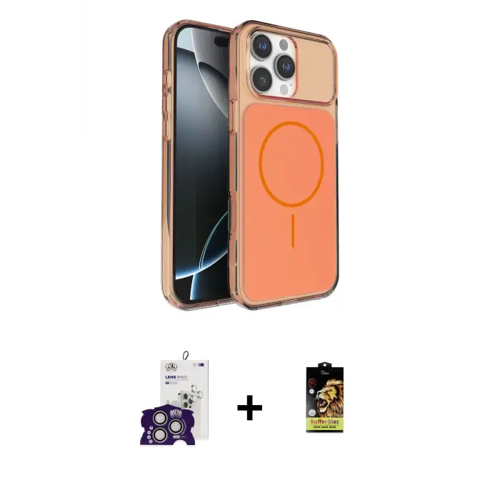 ieg™ iPhone 16 Pro Max Kılıf Kutup Doku Serisi - Siyah Buffer Cam Ekran Koruyucu + Bilvis Titan Kamera Lens - GS