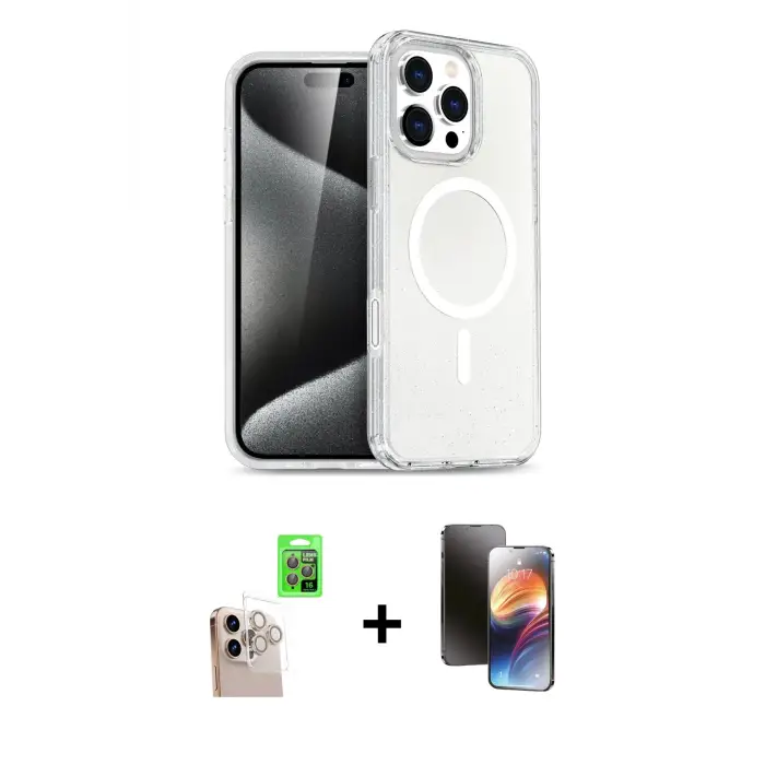 ieg™ iPhone 16 Pro Max Kılıf Nova Asil Prime - Siyah 3D Antistatik Mat Seramik Nano Ekran Koruyucu + Raze Metal Kamera Lens - NLGY