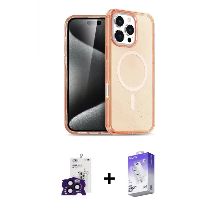 ieg™ iPhone 16 Pro Max Kılıf Nova Asil Prime - Siyah Bilvis 5in1 3D Magic Cam Ekran Koruyucu + Bilvis Titan Kamera Lens - SH