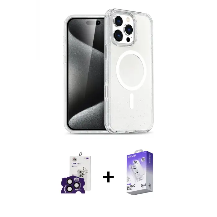 ieg™ iPhone 16 Pro Max Kılıf Nova Asil Prime - Siyah Bilvis 5in1 3D Magic Cam Ekran Koruyucu + Bilvis Titan Kamera Lens - SH