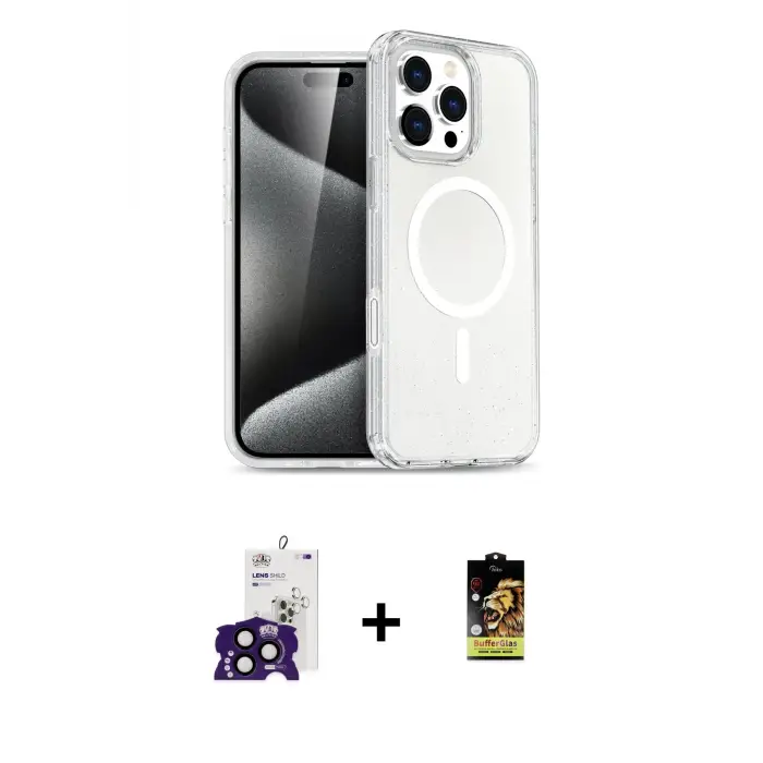 ieg™ iPhone 16 Pro Max Kılıf Nova Asil Prime - Siyah Buffer Cam Ekran Koruyucu + Bilvis Titan Kamera Lens - SH