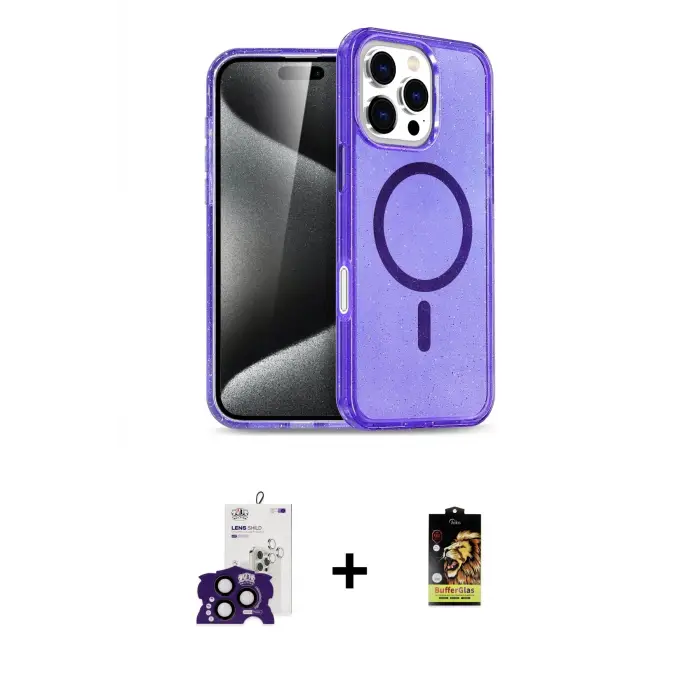 ieg™ iPhone 16 Pro Max Kılıf Nova Asil Prime - Siyah Buffer Cam Ekran Koruyucu + Bilvis Titan Kamera Lens - SH