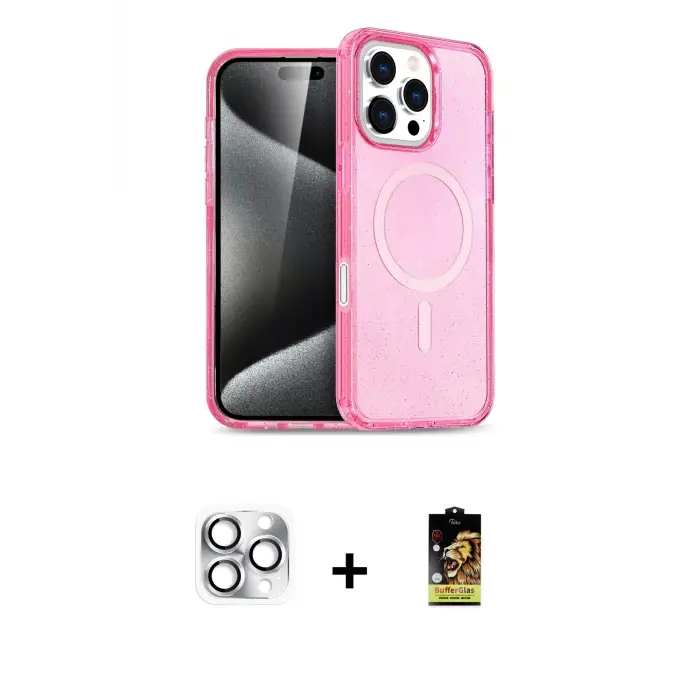 ieg™ iPhone 16 Pro Max Kılıf Nova Asil Prime - Siyah Buffer Cam Ekran Koruyucu + Pers Alüminyum Kamera Lens - GS