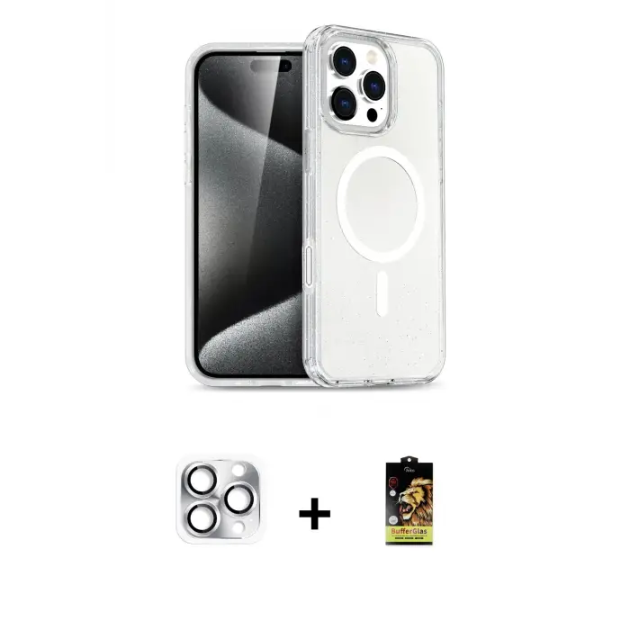 ieg™ iPhone 16 Pro Max Kılıf Nova Asil Prime - Siyah Buffer Cam Ekran Koruyucu + Pers Alüminyum Kamera Lens - GS