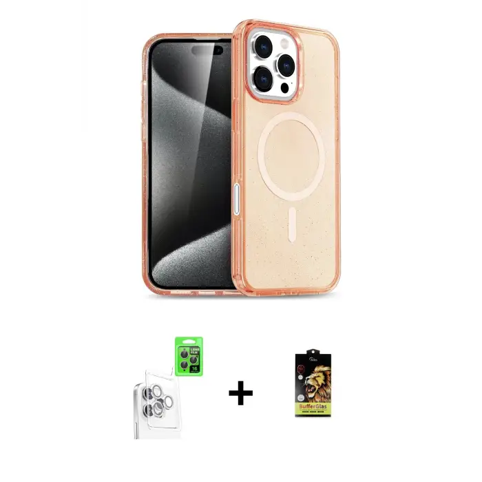 ieg™ iPhone 16 Pro Max Kılıf Nova Asil Prime - Siyah Buffer Cam Ekran Koruyucu + Raze Metal Kamera Lens - BZ