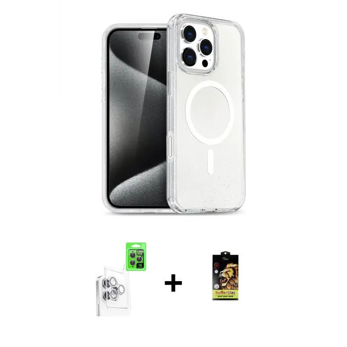 ieg™ iPhone 16 Pro Max Kılıf Nova Asil Prime - Siyah Buffer Cam Ekran Koruyucu + Raze Metal Kamera Lens - BZ