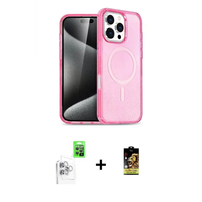 ieg™ iPhone 16 Pro Max Kılıf Nova Asil Prime - Siyah Buffer Cam Ekran Koruyucu + Raze Metal Kamera Lens - BZ