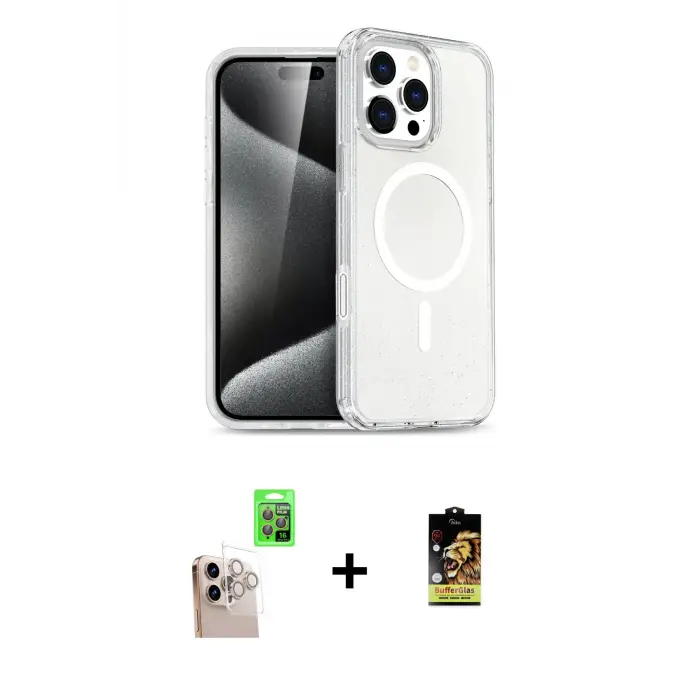 ieg™ iPhone 16 Pro Max Kılıf Nova Asil Prime - Siyah Buffer Cam Ekran Koruyucu + Raze Metal Kamera Lens - NLGY