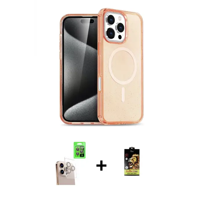 ieg™ iPhone 16 Pro Max Kılıf Nova Asil Prime - Siyah Buffer Cam Ekran Koruyucu + Raze Metal Kamera Lens - NLGY