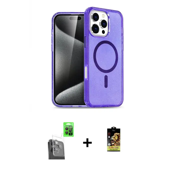 ieg™ iPhone 16 Pro Max Kılıf Nova Asil Prime - Siyah Buffer Cam Ekran Koruyucu + Raze Metal Kamera Lens - SH