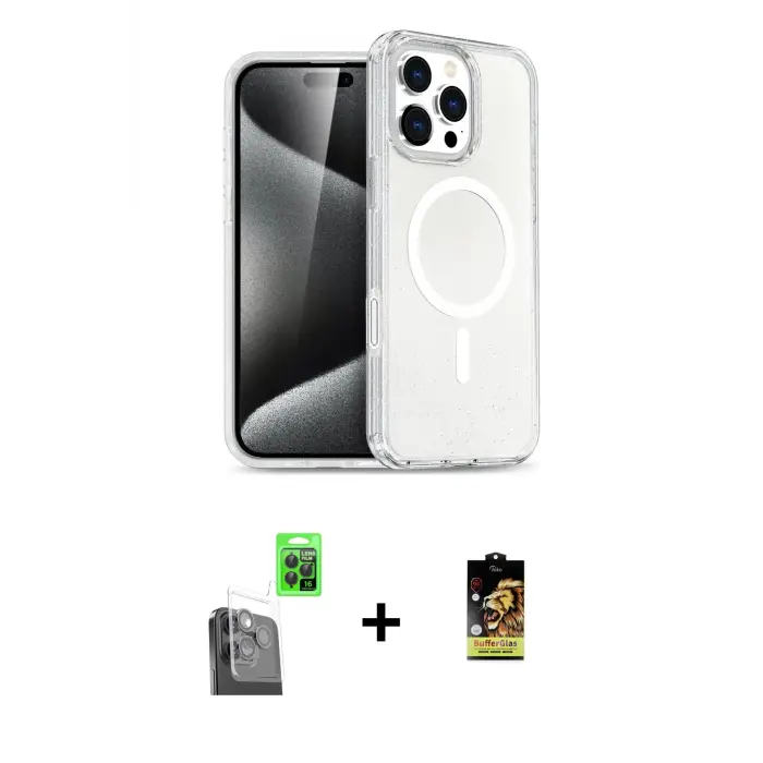 ieg™ iPhone 16 Pro Max Kılıf Nova Asil Prime - Siyah Buffer Cam Ekran Koruyucu + Raze Metal Kamera Lens - SH
