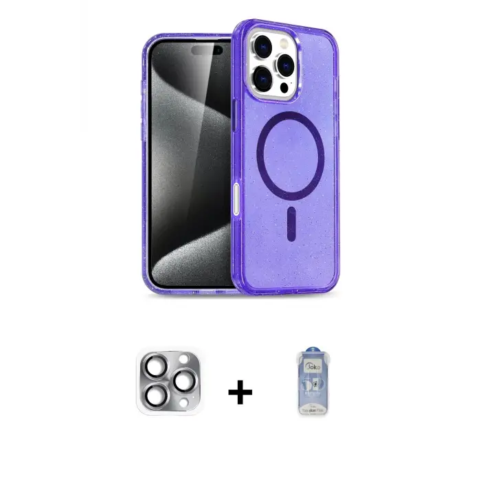 ieg™ iPhone 16 Pro Max Kılıf Nova Asil Prime - Siyah Joko Magic 5D Cam + Pers Alüminyum Kamera Lens - GI