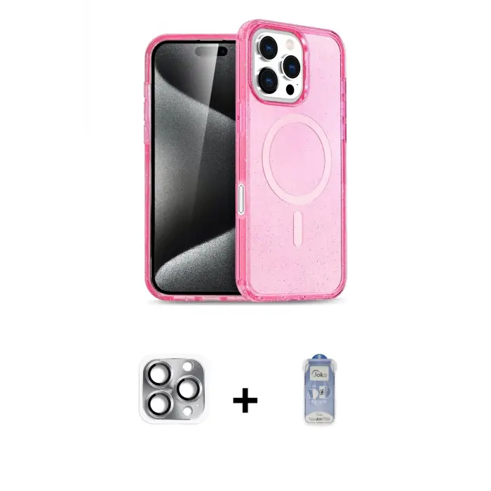 ieg™ iPhone 16 Pro Max Kılıf Nova Asil Prime - Siyah Joko Magic 5D Cam + Pers Alüminyum Kamera Lens - GI