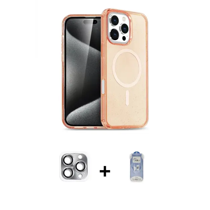 ieg™ iPhone 16 Pro Max Kılıf Nova Asil Prime - Siyah Joko Magic 5D Cam + Pers Alüminyum Kamera Lens - GI